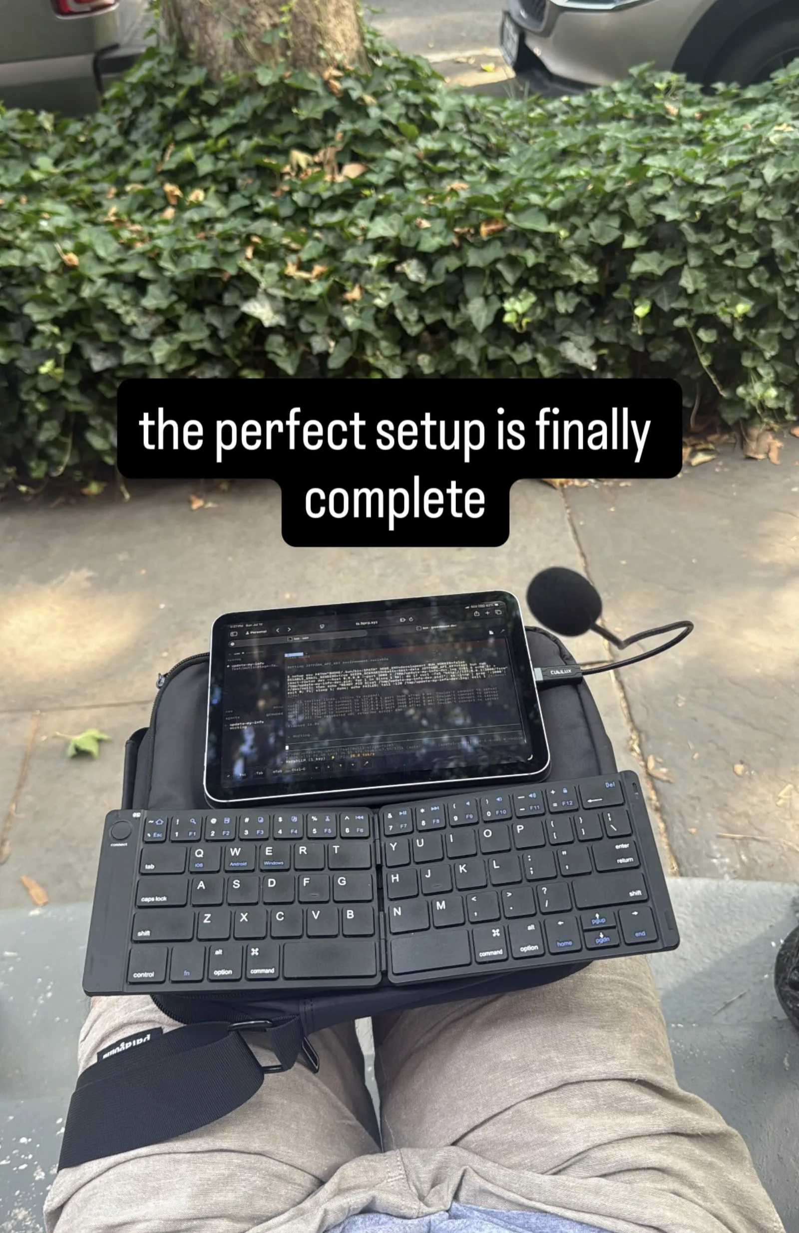 Working remotely from an iPad mini and folding keyboard
